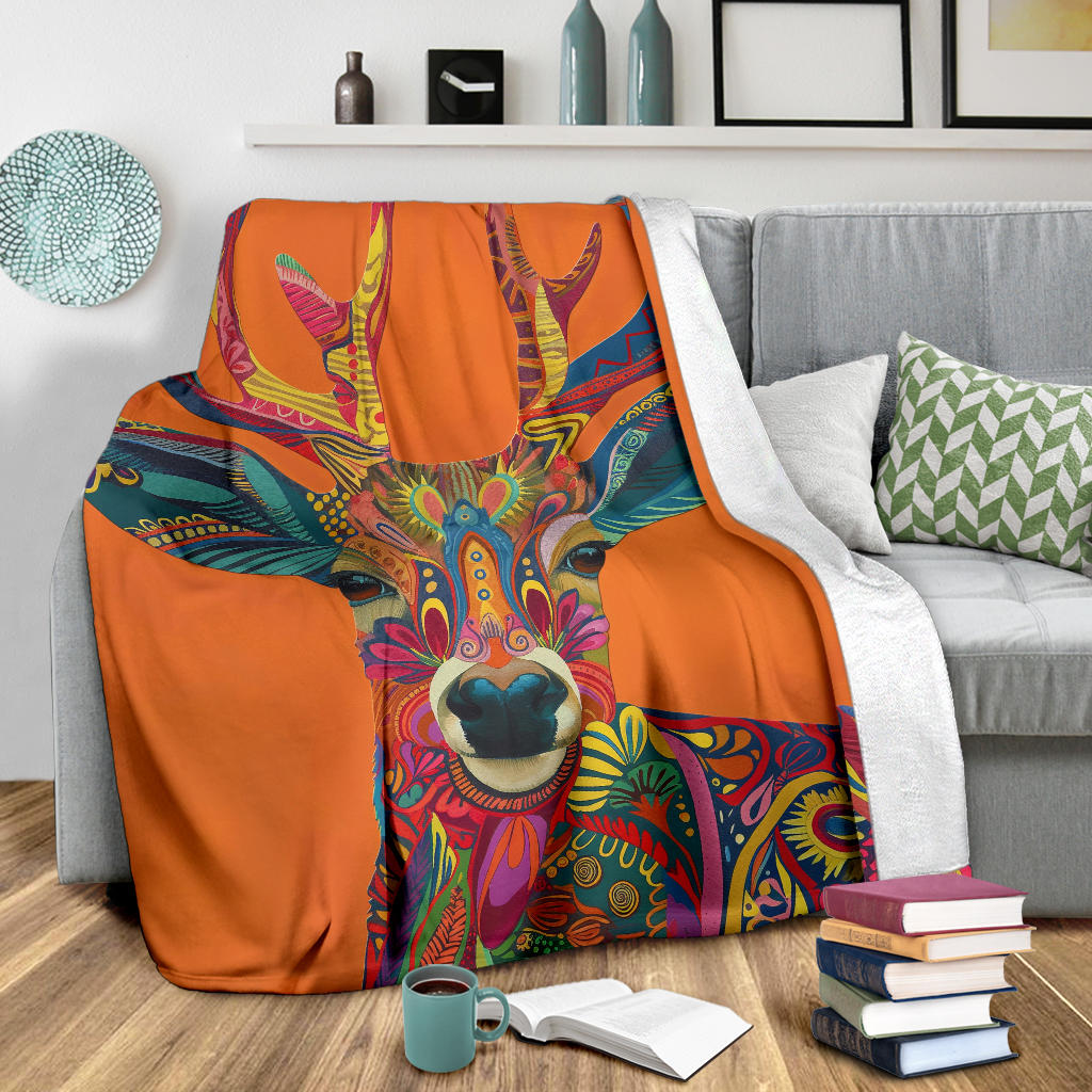 Antelope Blanket, Trippy Psychedelics Antelope Fleece Blanket, Antelope Throw Blanket, Antelope Gifts