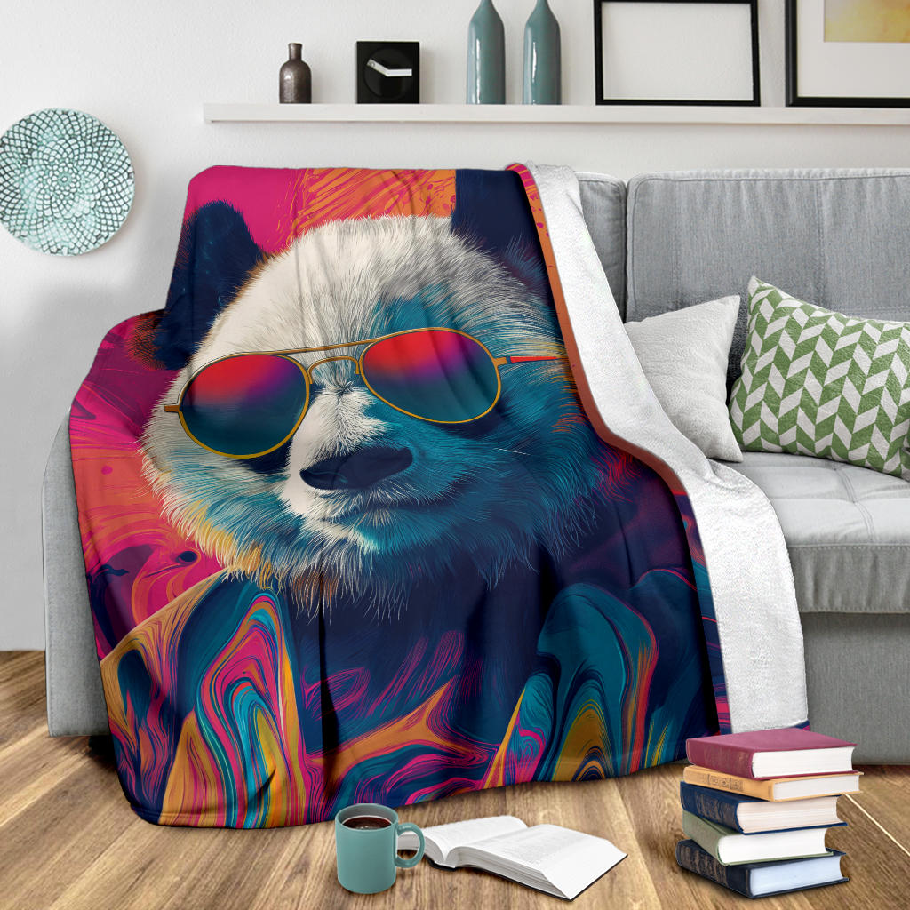 Panda Blanket, Trippy Psychedelics Panda Fleece Blanket, Panda Throw Blanket, Panda Gifts