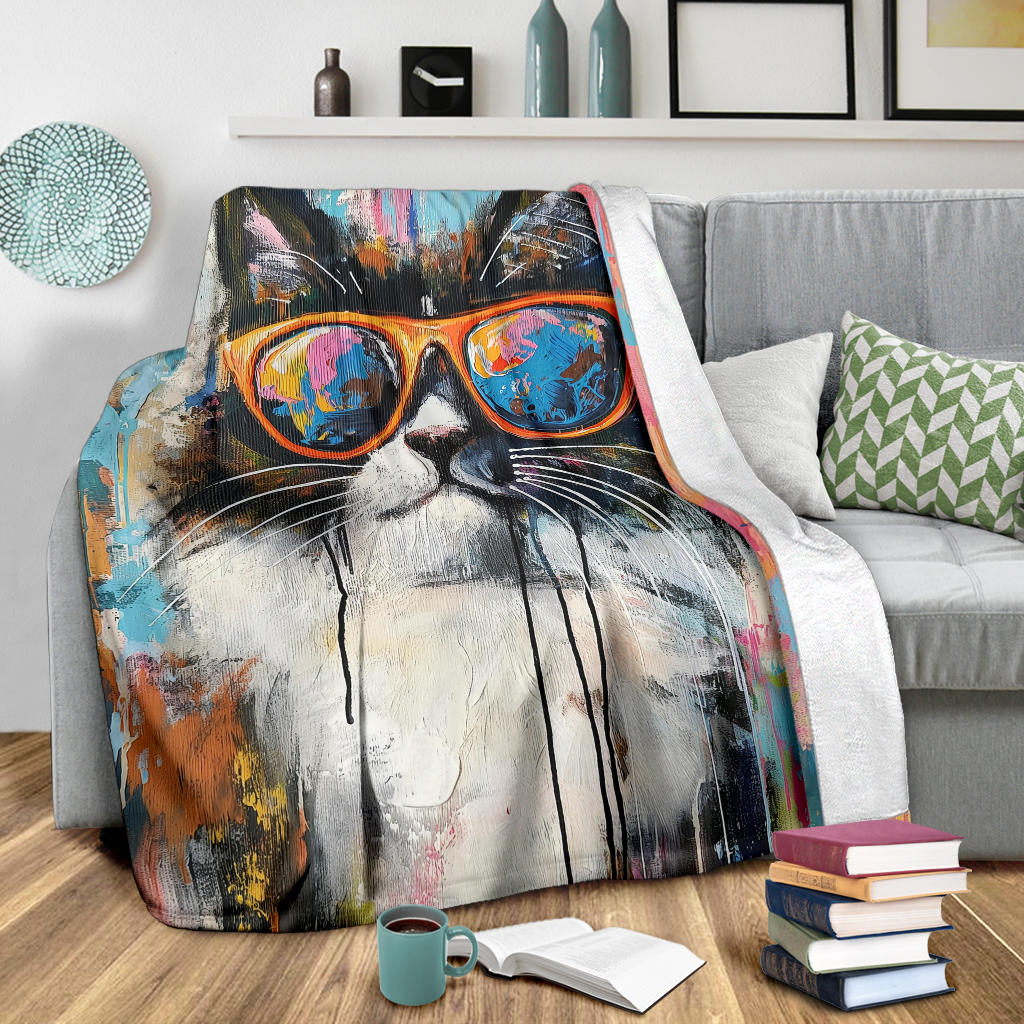 Ragdoll Cat Blanket, Trippy Psychedelics Ragdoll Cat Fleece Blanket, Ragdoll Cat Throw Blanket, Ragdoll Cat Gifts