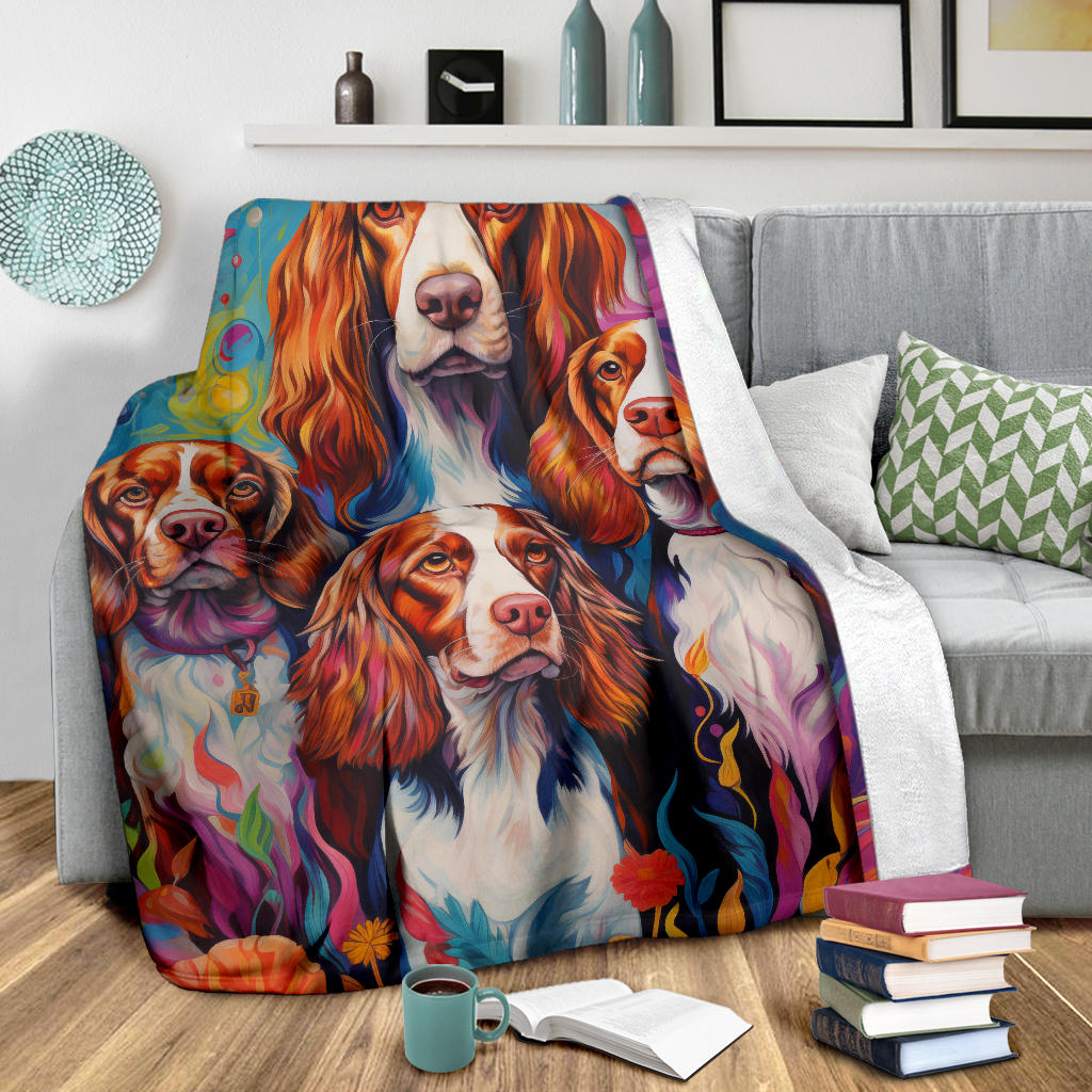 Welsh Springer Spaniel Blanket, Trippy Psychedelics Welsh Springer Spaniel Fleece Blanket, Welsh Springer Spaniel Throw Blanket, Welsh Springer Spaniel Gifts