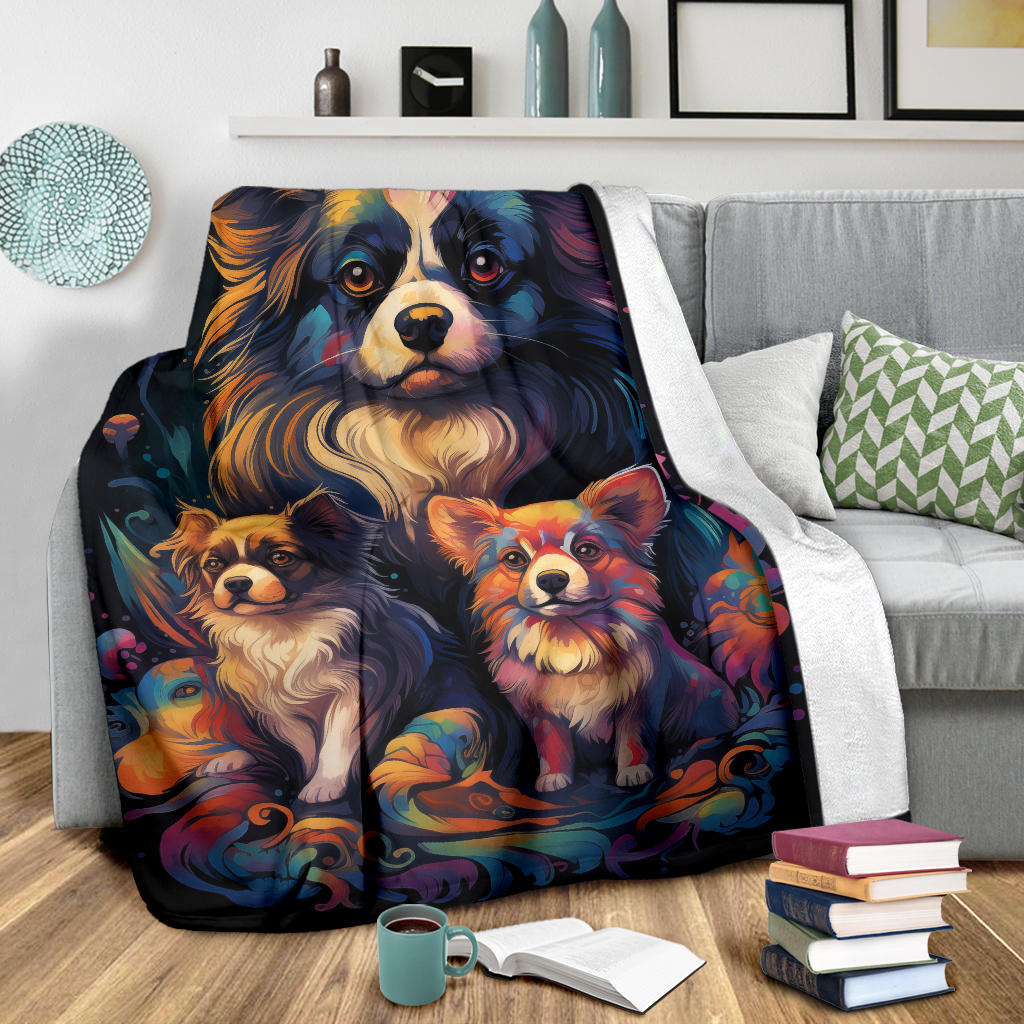 Tibetan Spaniel Blanket, Trippy Psychedelics Tibetan Spaniel Fleece Blanket, Tibetan Spaniel Throw Blanket, Tibetan Spaniel Gifts