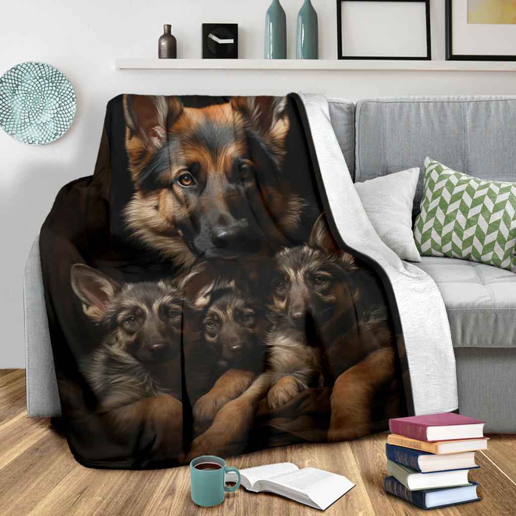 German Shepherd Family Blanket, German Shepherd Gifts, German Shepherd Throw Blanket, German Shepherd Fleece Blanket