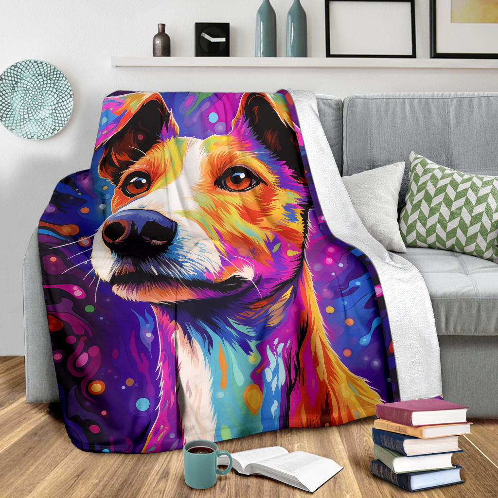 Fox Terrier Blanket, Trippy Psychedelics Fox Terrier Fleece Blanket, Fox Terrier Throw Blanket, Fox Terrier Gifts