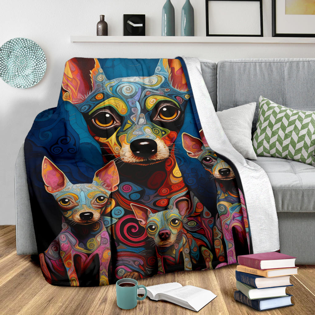 Rat Terrier Blanket, Trippy Psychedelics Rat Terrier Fleece Blanket, Rat Terrier Throw Blanket, Rat Terrier Gifts