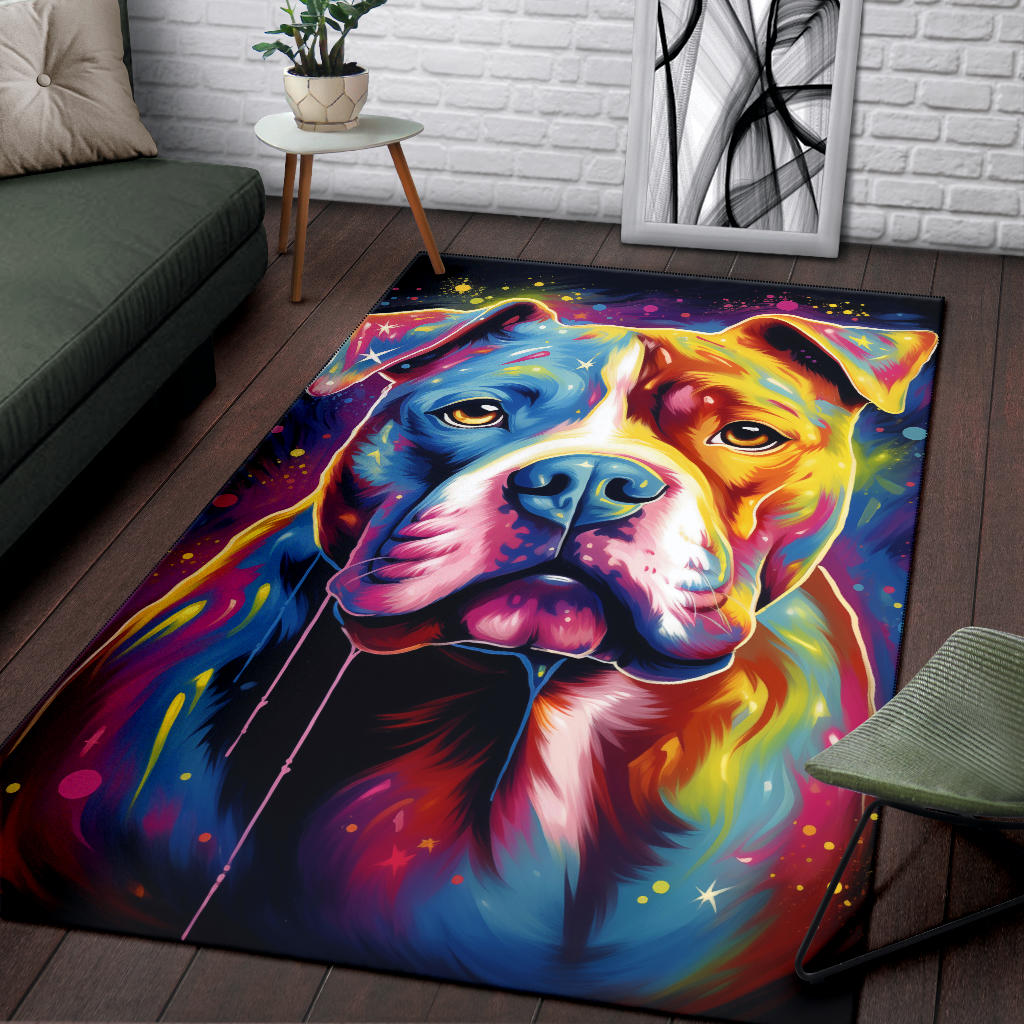 American Bulldog Area Rug, American Bulldog Trippy Rug, American Bulldog Gifts, American Bulldog Decor