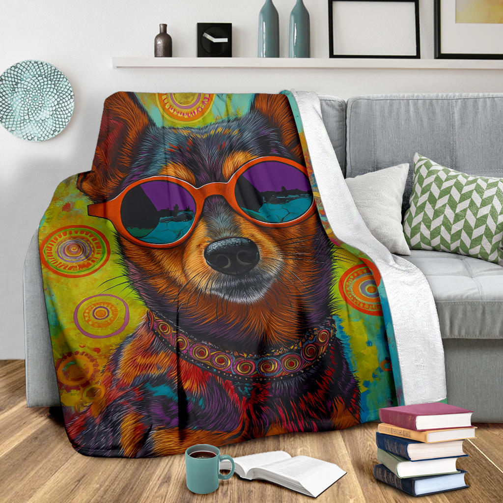 Lancashire Heeler Dog Blanket, Trippy Psychedelics Lancashire Heeler Dog Fleece Blanket, Lancashire Heeler Dog Throw Blanket, Lancashire Heeler Dog Gifts