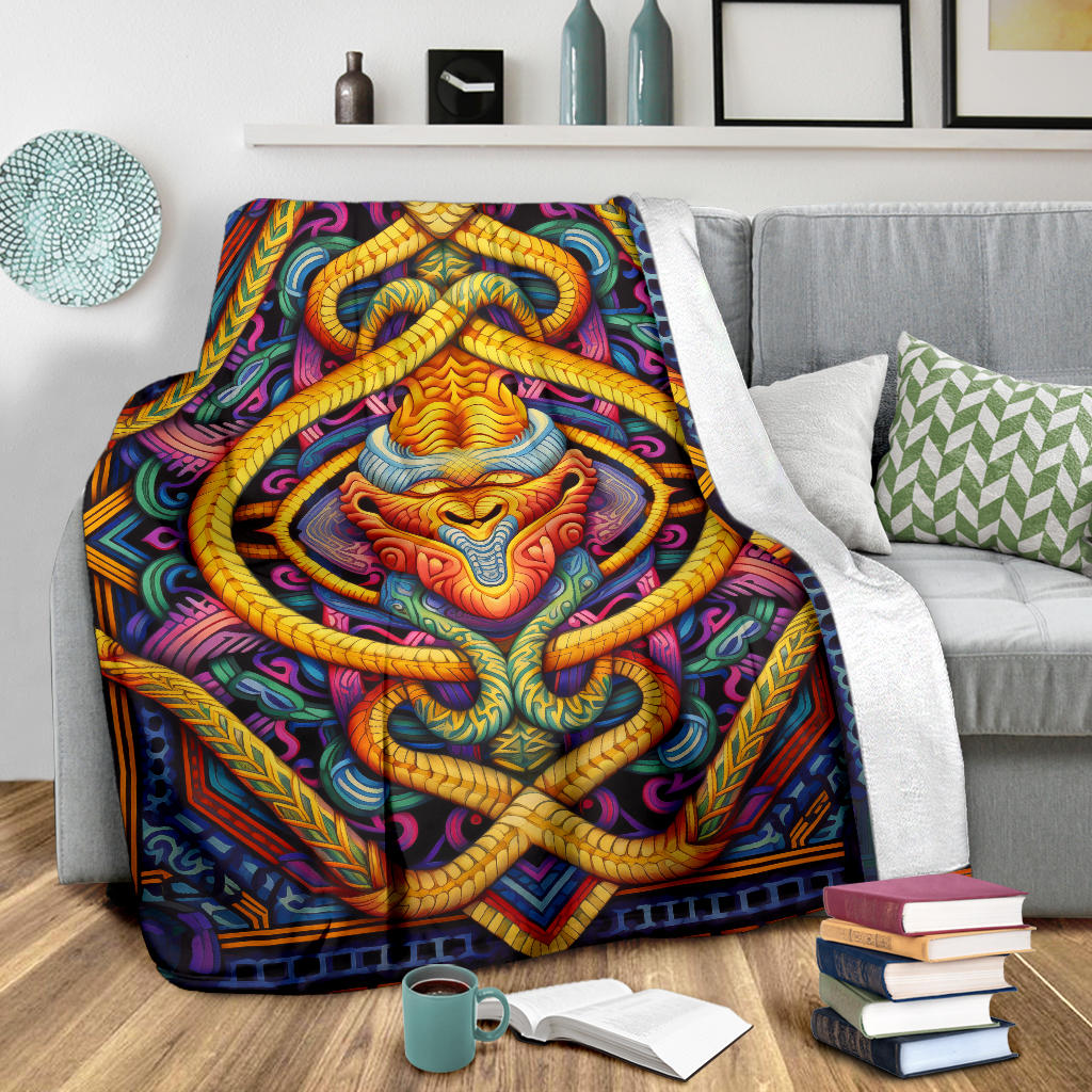 Snake Mandala Blanket, Snake Fleece Blanket, Snake Gifts, Snake Skull Blanket