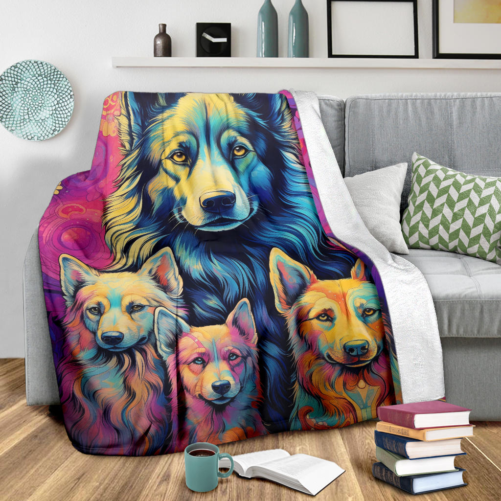 Belgian Tervuren Blanket, Trippy Psychedelics Belgian Tervuren Fleece Blanket, Belgian Tervuren Throw Blanket, Belgian Tervuren Gifts