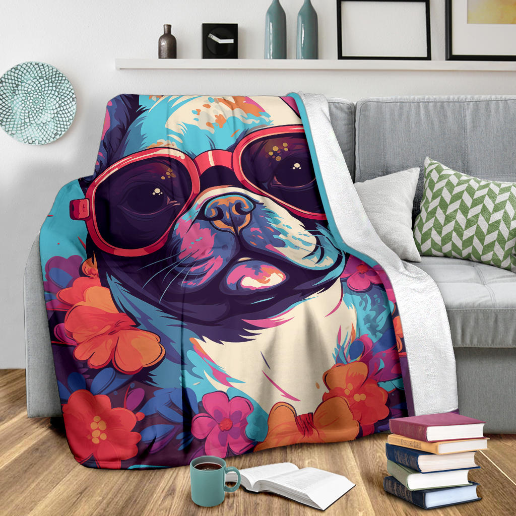 French Bulldog Blanket, Trippy Psychedelics French Bulldog Fleece Blanket, French Bulldog Throw Blanket, French Bulldog Gifts