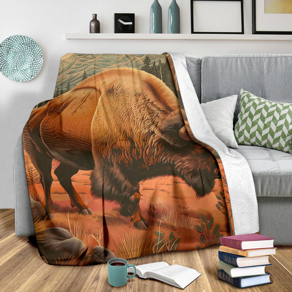 Bison Blanket, Trippy Psychedelics Bison Fleece Blanket, Bison Throw Blanket, Bison Gifts