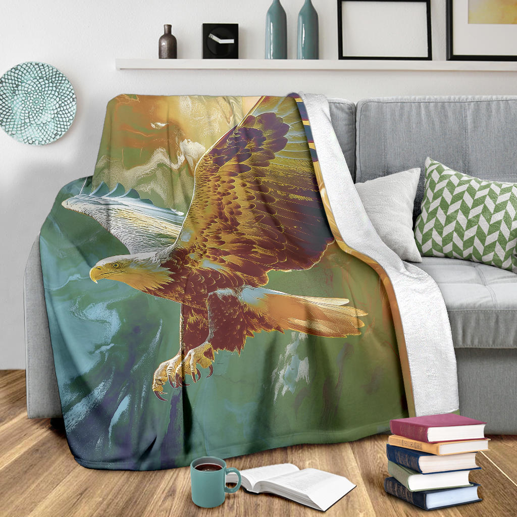 Eagle Blanket, Trippy Psychedelics Eagle Fleece Blanket, Eagle Throw Blanket, Eagle Gifts