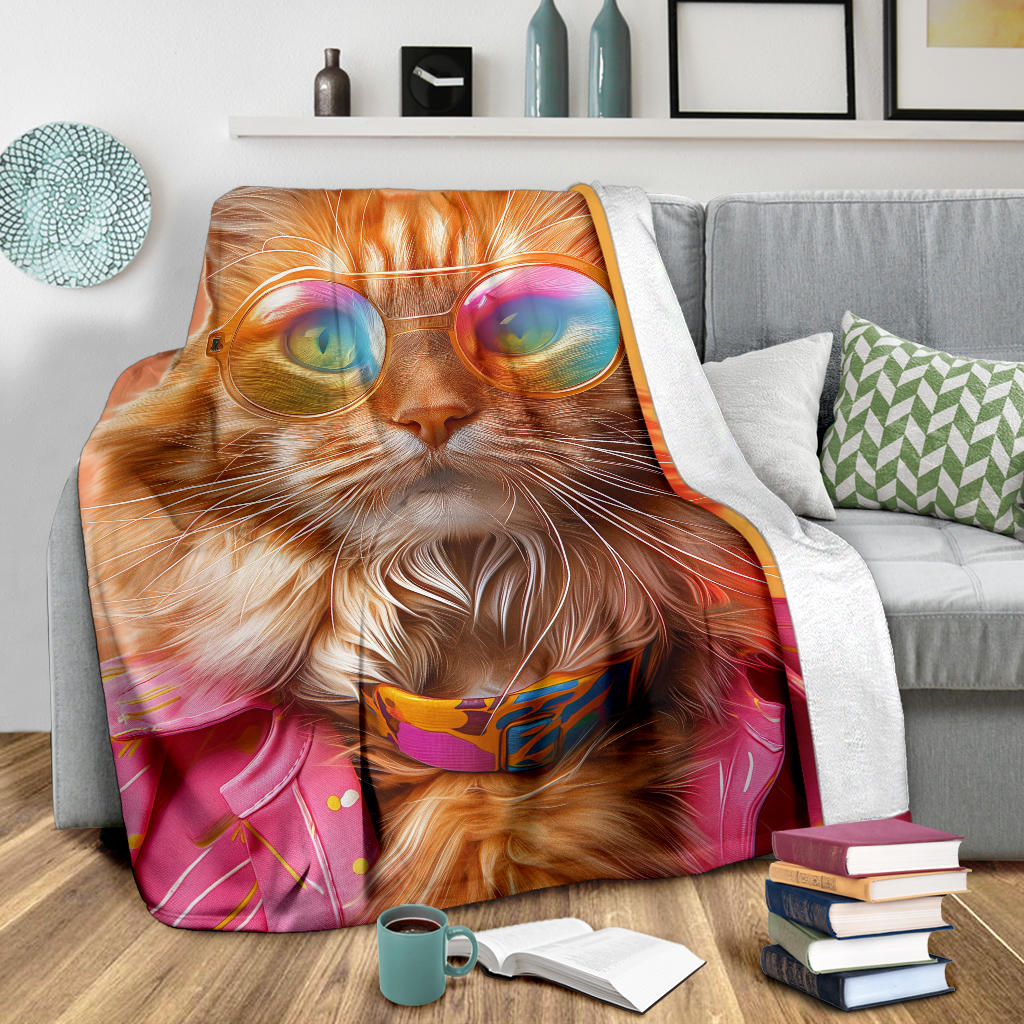 Maine Coon cat Blanket, Trippy Psychedelics Maine Coon cat Fleece Blanket, Maine Coon cat Throw Blanket, Maine Coon cat Gifts