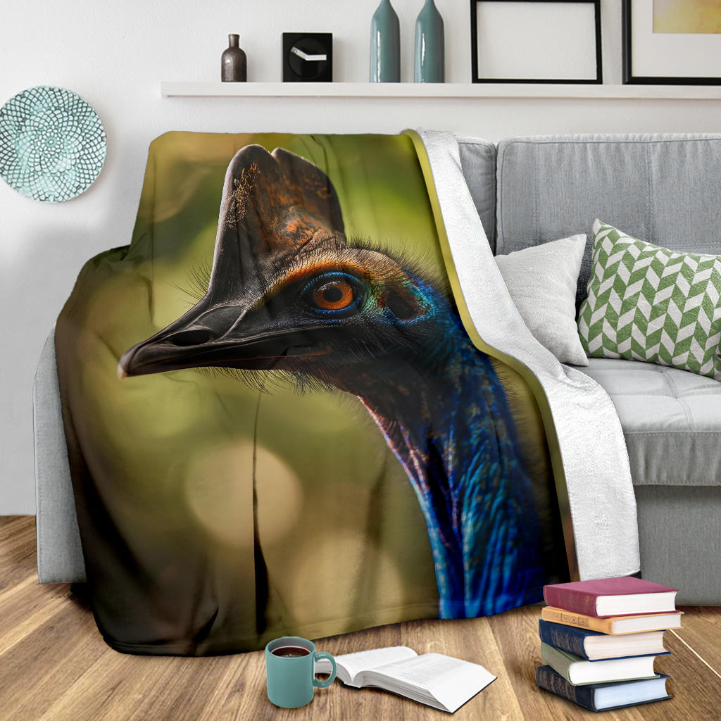 Cassowary Blanket, Trippy Psychedelics Cassowary Fleece Blanket, Cassowary Throw Blanket, Cassowary Gifts