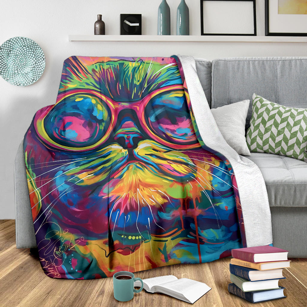 Exotic Shorthair cat Blanket, Trippy Psychedelics Exotic Shorthair cat Fleece Blanket, Exotic Shorthair cat Throw Blanket, Exotic Shorthair cat Gifts