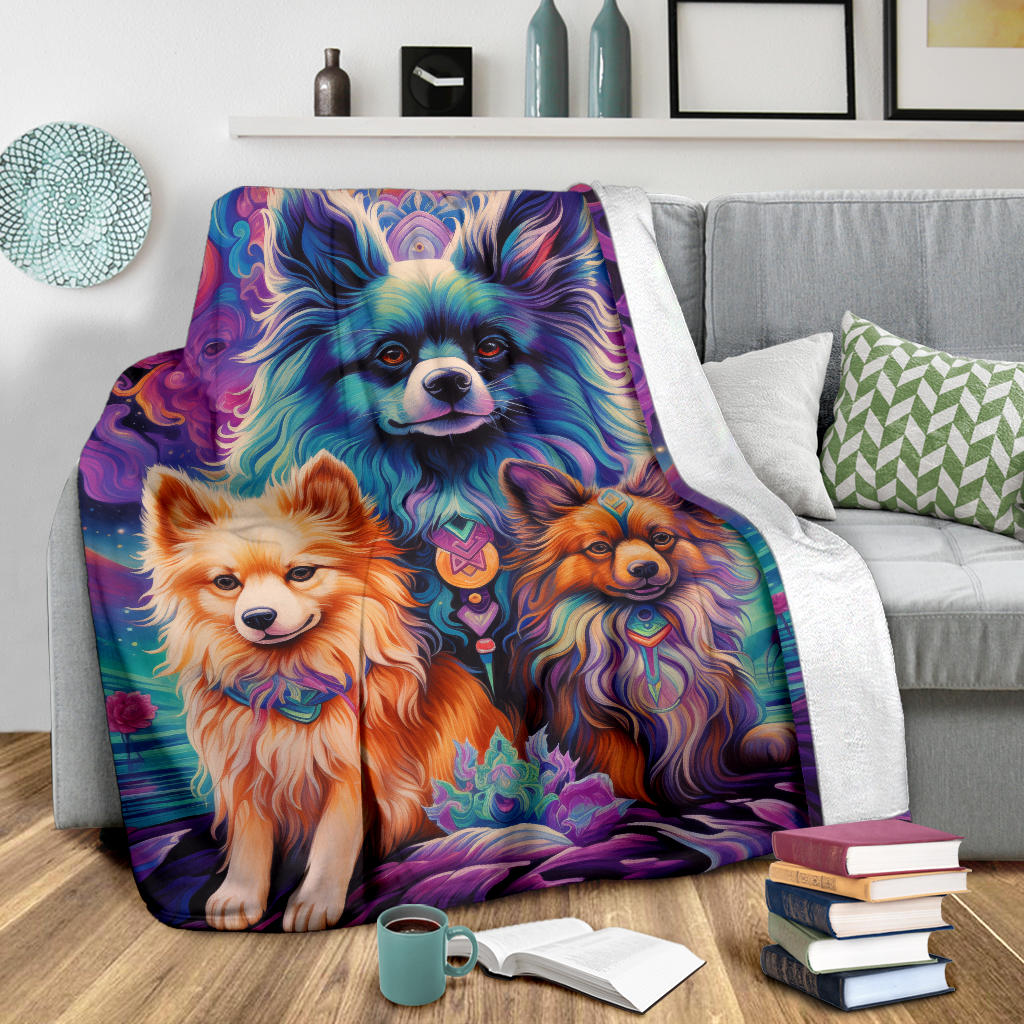 Tibetan Spaniel Blanket, Trippy Psychedelics Tibetan Spaniel Fleece Blanket, Tibetan Spaniel Throw Blanket, Tibetan Spaniel Gifts