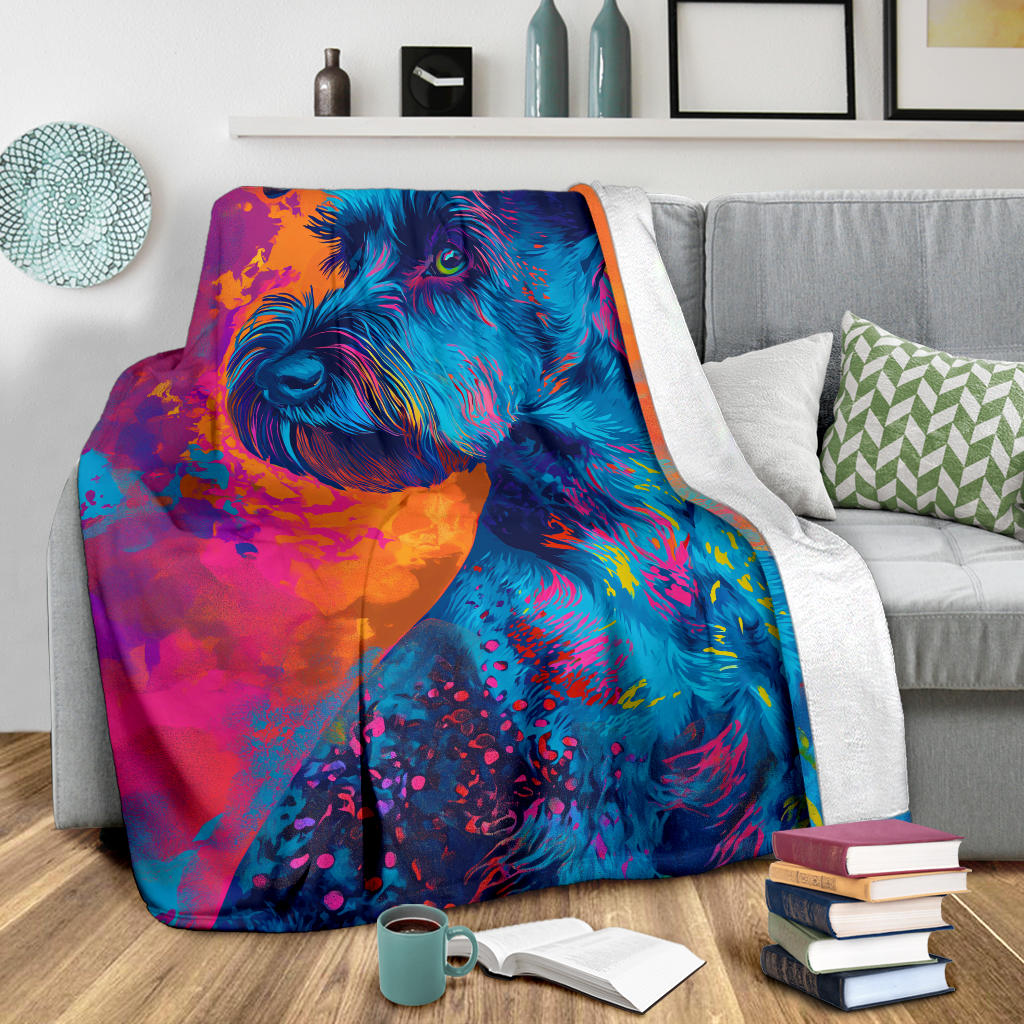 Kerry Blue Terrier Blanket, Trippy Psychedelics Kerry Blue Terrier Fleece Blanket, Kerry Blue Terrier Throw Blanket, Kerry Blue Terrier Gifts