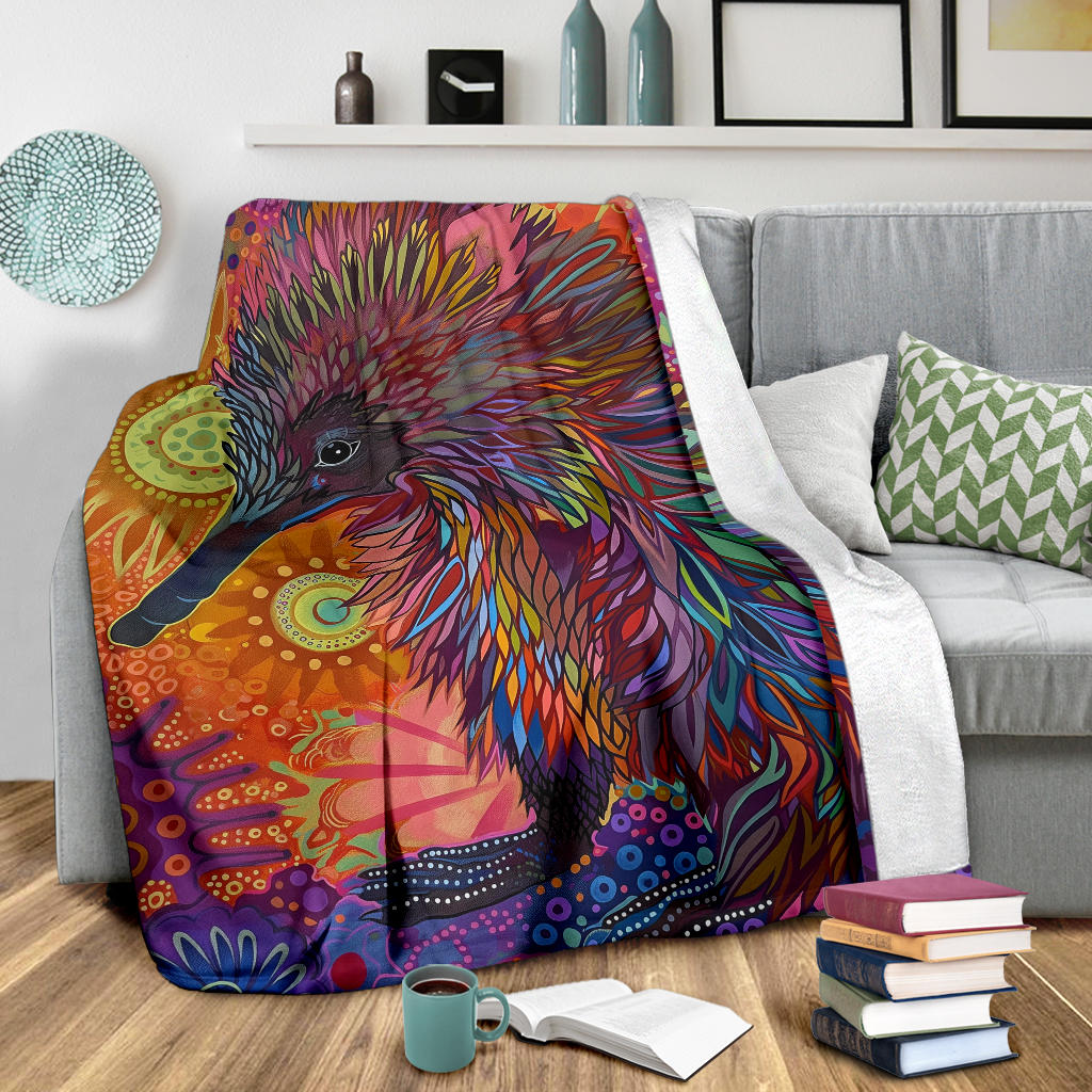 Echidna Blanket, Trippy Psychedelics Echidna Fleece Blanket, Echidna Throw Blanket, Echidna Gifts