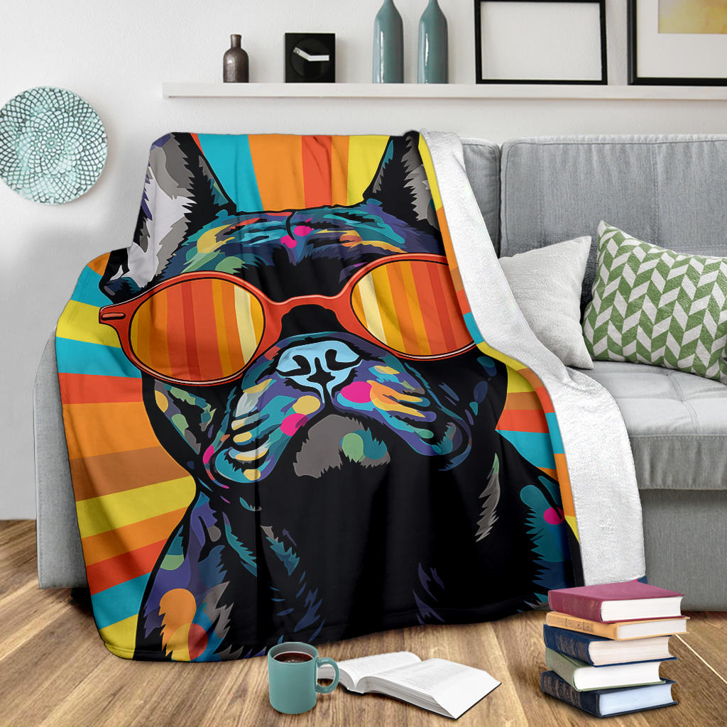 French Bulldog Blanket, Trippy Psychedelics French Bulldog Fleece Blanket, French Bulldog Throw Blanket, French Bulldog Gifts