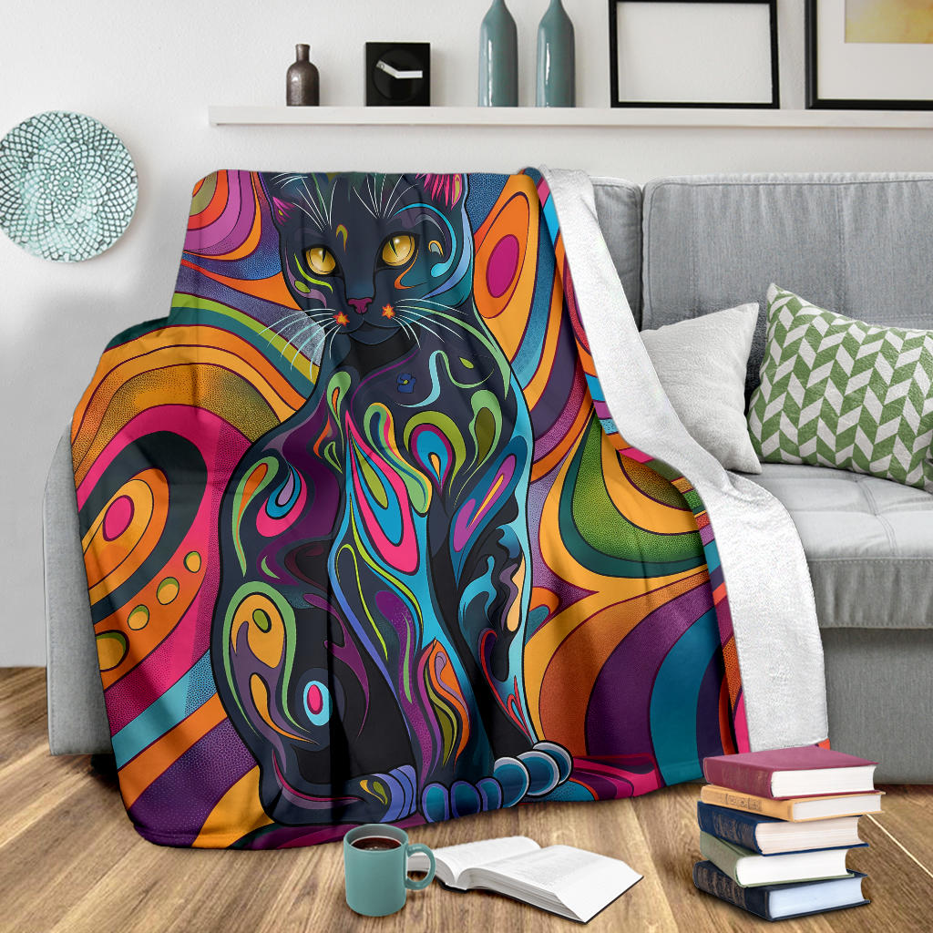 Chartreux cat Blanket, Trippy Psychedelics Chartreux cat Fleece Blanket, Chartreux cat Throw Blanket, Chartreux cat Gifts