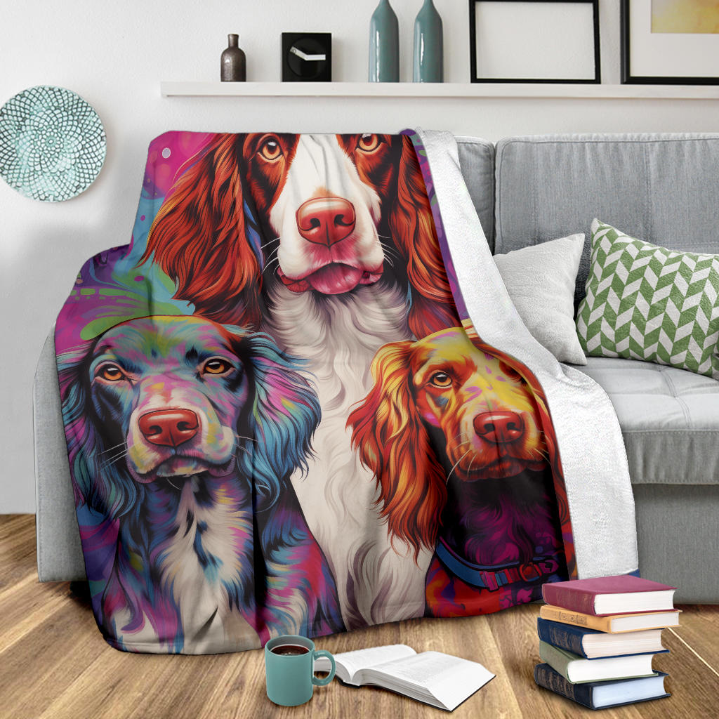 Welsh Springer Spaniel Blanket, Trippy Psychedelics Welsh Springer Spaniel Fleece Blanket, Welsh Springer Spaniel Throw Blanket, Welsh Springer Spaniel Gifts