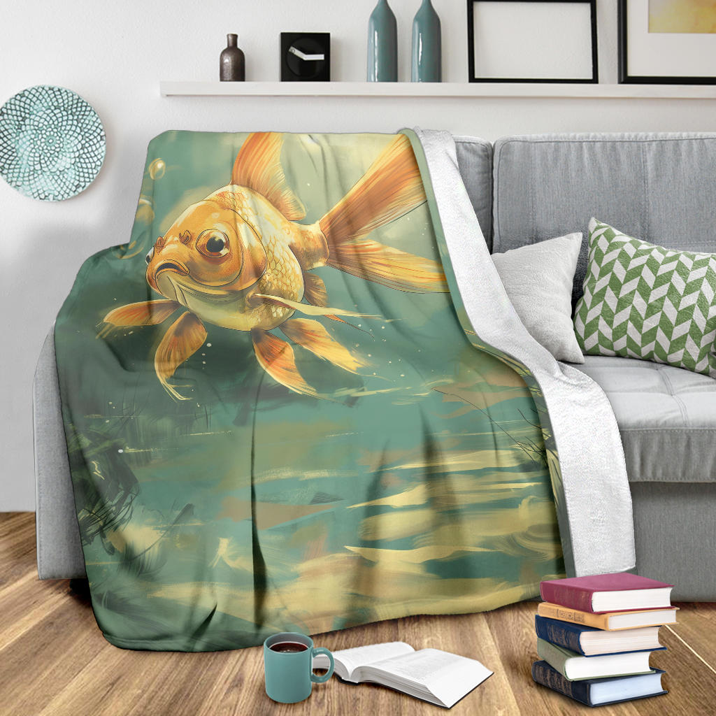 Goldfish Blanket, Trippy Psychedelics Goldfish Fleece Blanket, Goldfish Throw Blanket, Goldfish Gifts