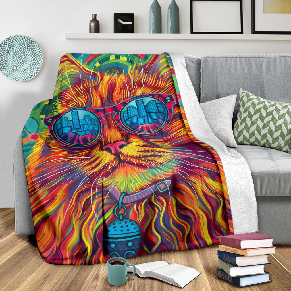 Maine Coon cat Blanket, Trippy Psychedelics Maine Coon cat Fleece Blanket, Maine Coon cat Throw Blanket, Maine Coon cat Gifts