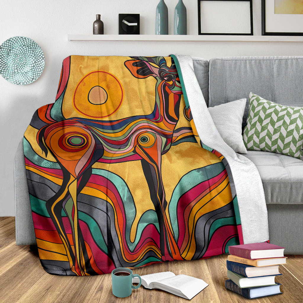 Antelope Blanket, Trippy Psychedelics Antelope Fleece Blanket, Antelope Throw Blanket, Antelope Gifts