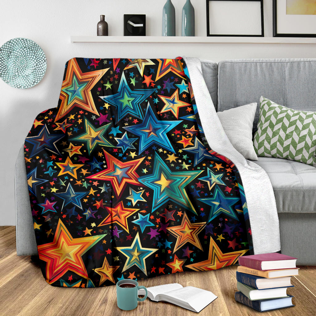 Stars Blanket, Trippy Psychedelics Stars Blanket, Stars Gifts, Flower Child Blanket