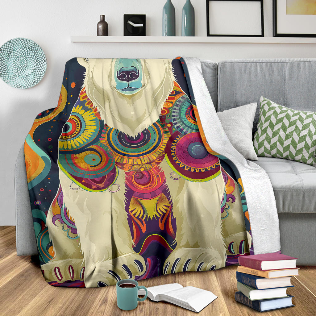 Polar Bear Blanket, Trippy Psychedelics Polar Bear Fleece Blanket, Polar Bear Throw Blanket, Polar Bear Gifts