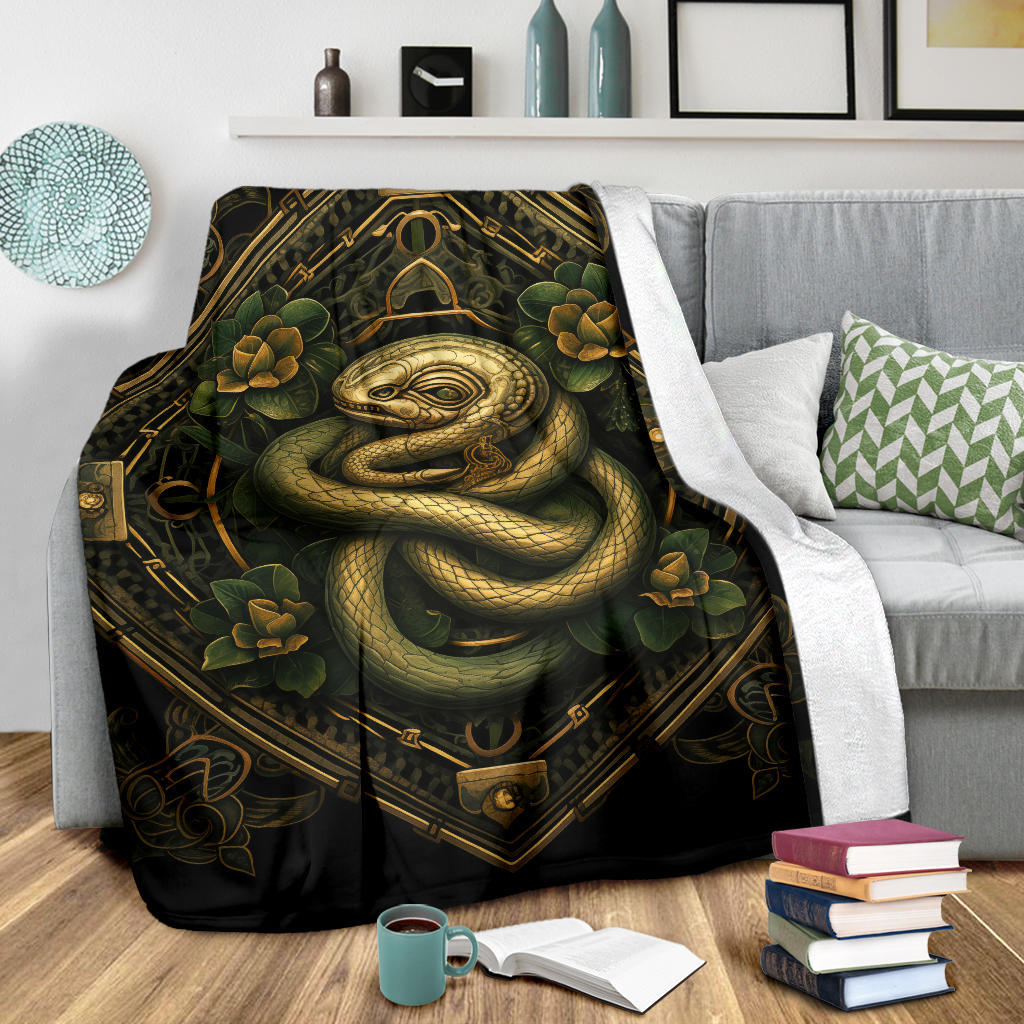 Snake Mandala Blanket, Snake Fleece Blanket, Snake Gifts, Snake Skull Blanket