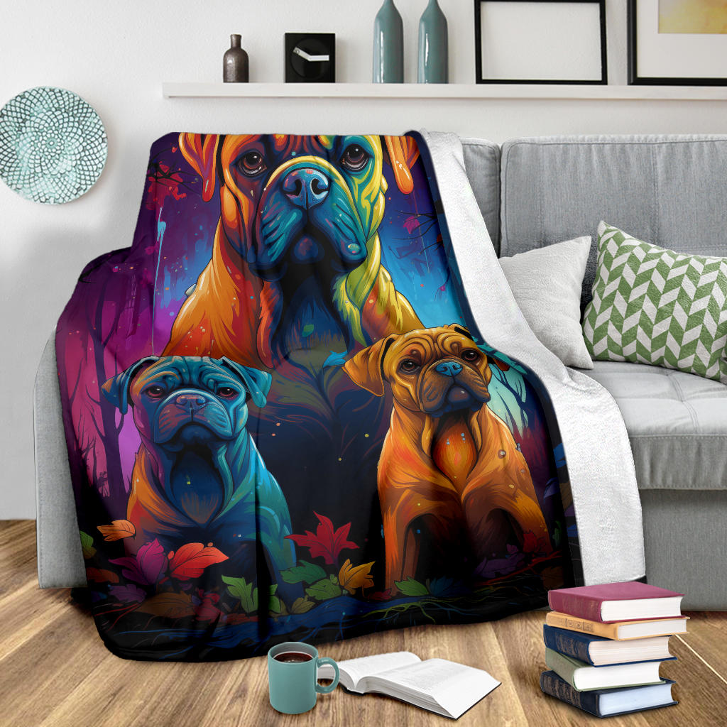 Bullmastiff Blanket, Trippy Psychedelics Bullmastiff Fleece Blanket, Bullmastiff Throw Blanket, Bullmastiff Gifts