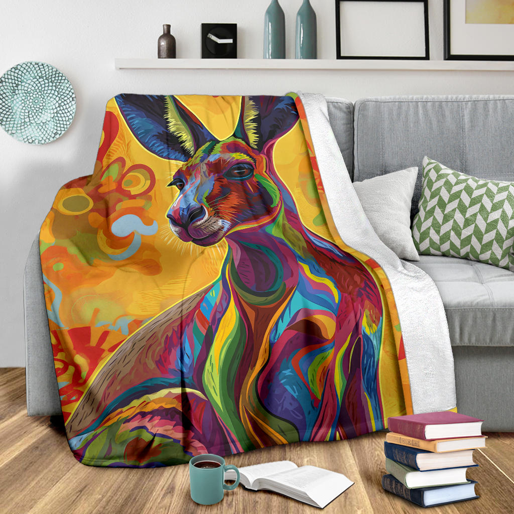 Kangaroo Blanket, Trippy Psychedelics Kangaroo Fleece Blanket, Kangaroo Throw Blanket, Kangaroo Gifts