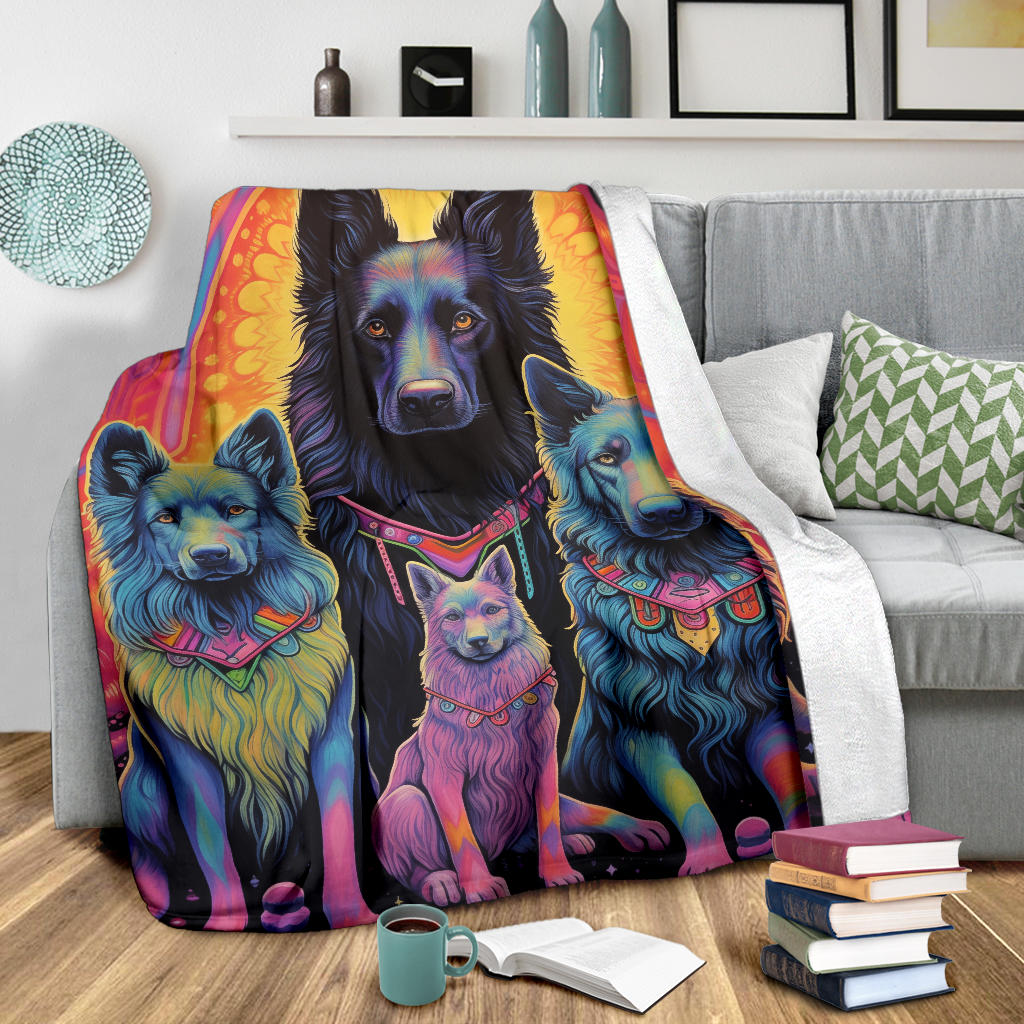 Belgian Tervuren Blanket, Trippy Psychedelics Belgian Tervuren Fleece Blanket, Belgian Tervuren Throw Blanket, Belgian Tervuren Gifts