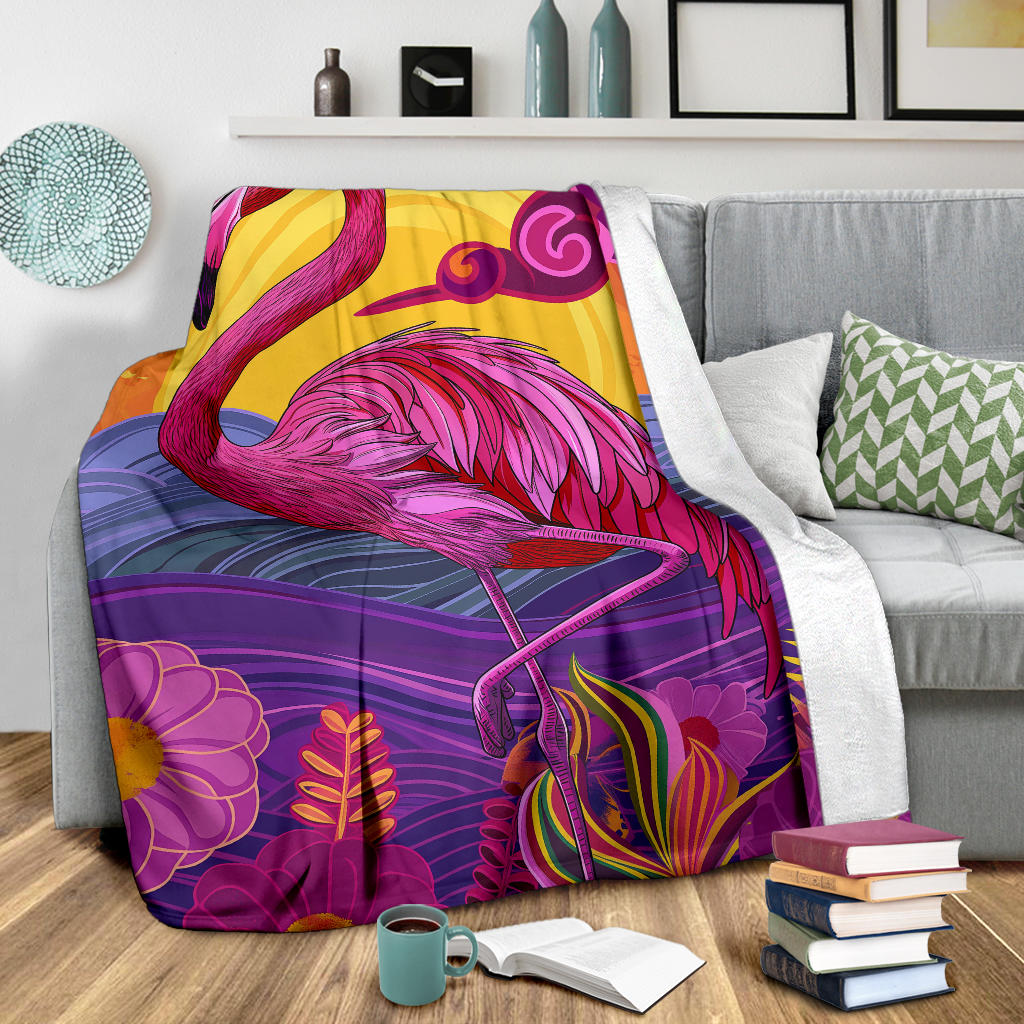 Flamingo Blanket, Trippy Psychedelics Flamingo Fleece Blanket, Flamingo Throw Blanket, Flamingo Gifts