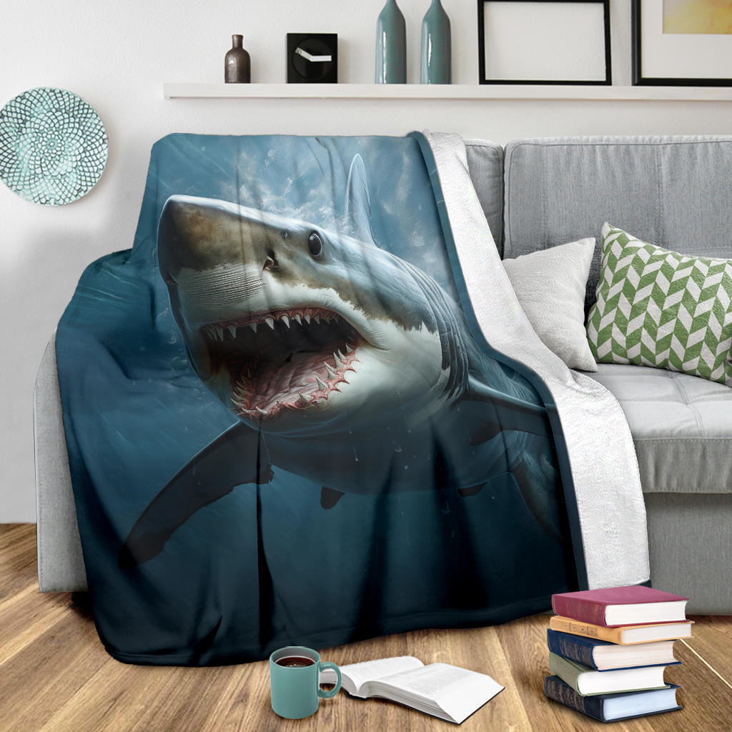 Great White Shark Blanket, Shark Throw Blanket, Shark Fleece Blanket, Shark Gifts, Custom Shark Blanket