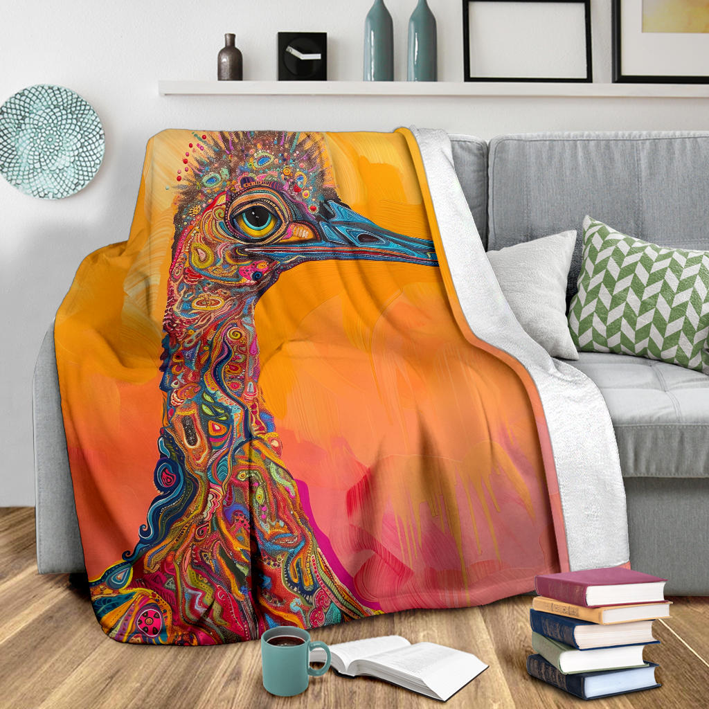 Emu Blanket, Trippy Psychedelics Emu Fleece Blanket, Emu Throw Blanket, Emu Gifts