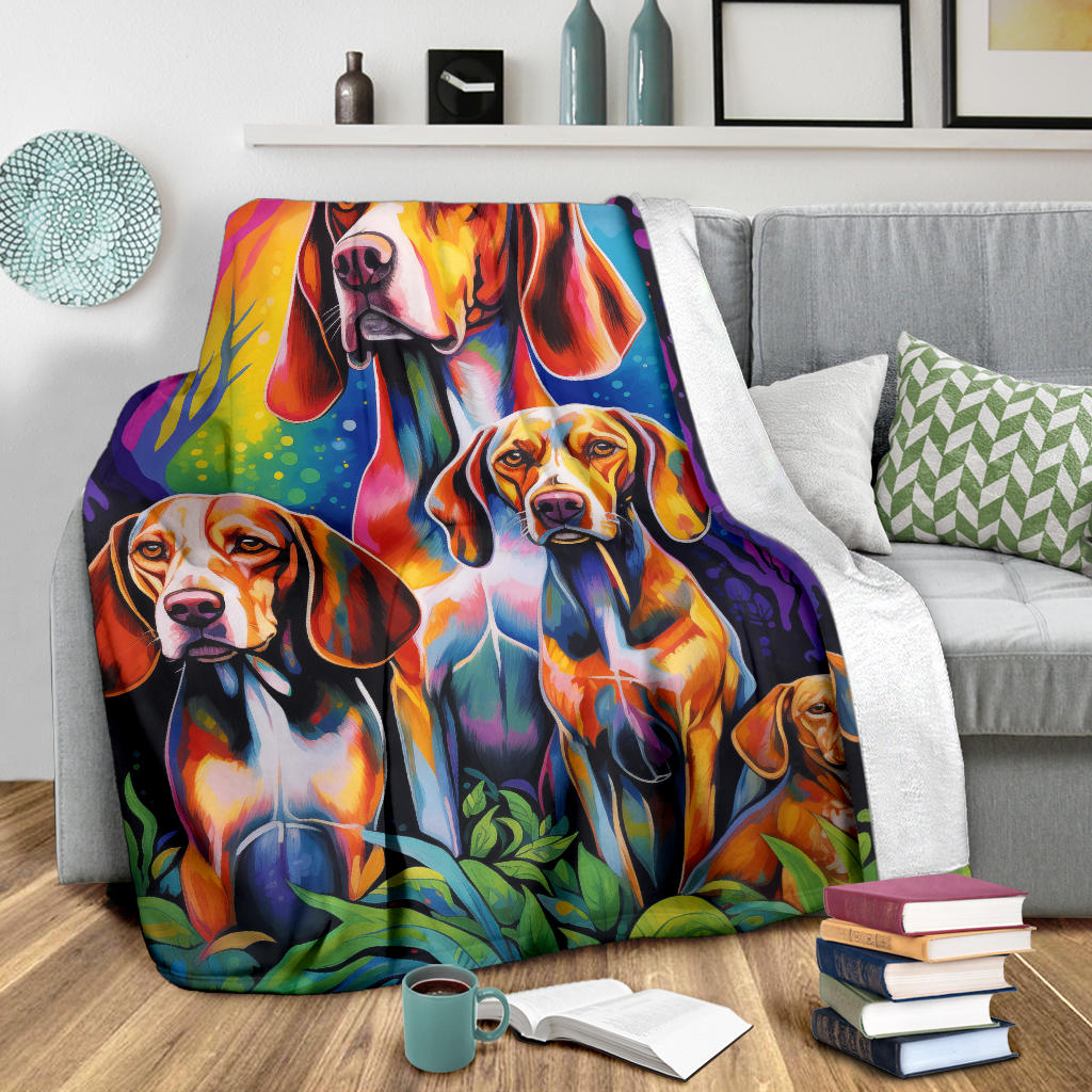 Treeing Walker Coonhound Blanket, Trippy Psychedelics Treeing Walker Coonhound Fleece Blanket, Treeing Walker Coonhound Throw Blanket, Treeing Walker Coonhound Gifts