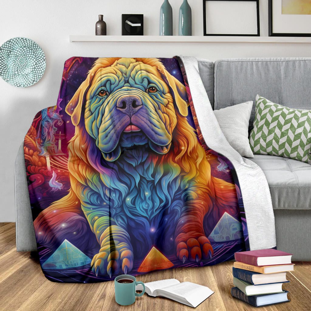 Chinese Shar-Pei Blanket, Trippy Psychedelics Chinese Shar-Pei Fleece Blanket, Chinese Shar-Pei Throw Blanket, Chinese Shar-Pei Gifts