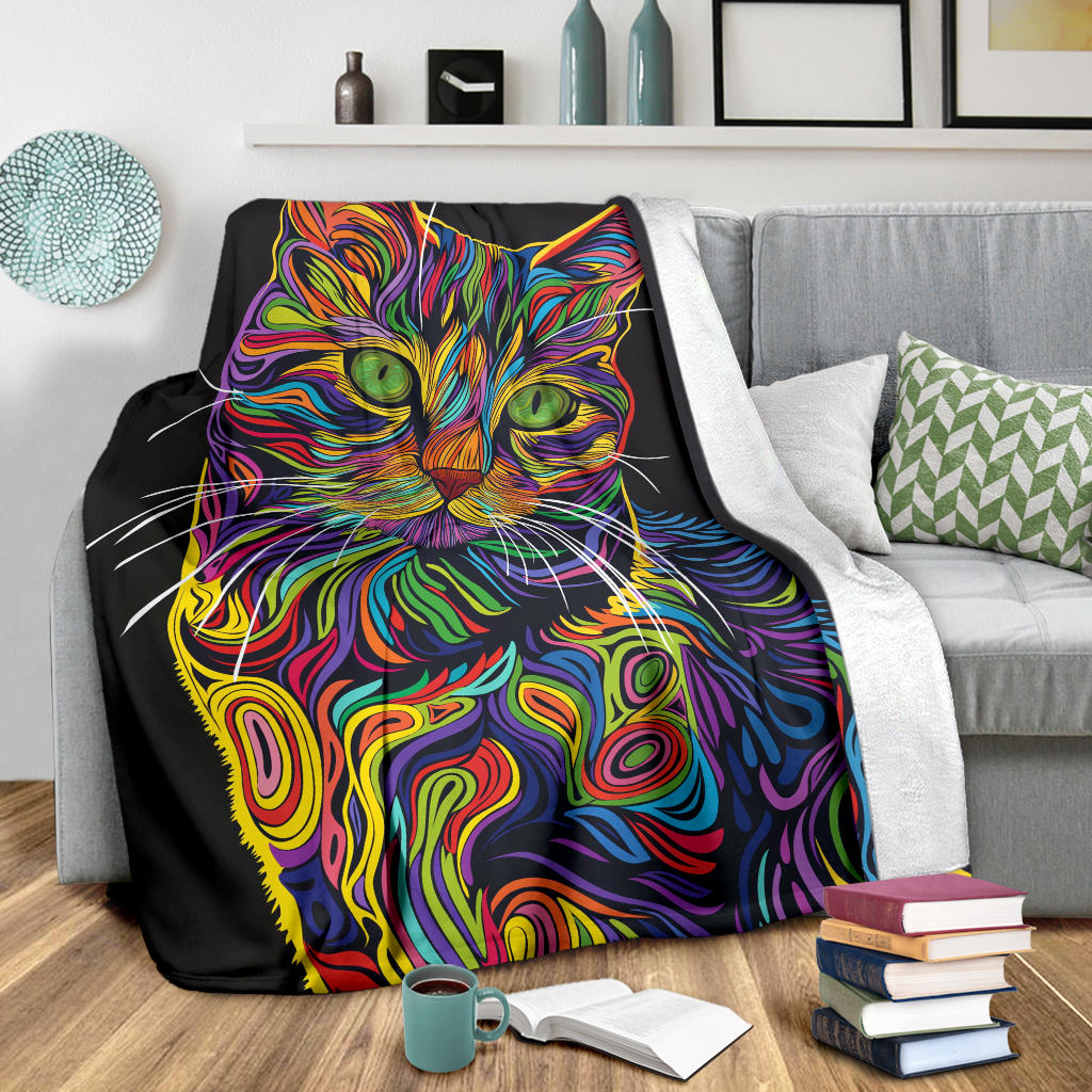 American Shorthair cat Blanket, Trippy Psychedelics American Shorthair cat Fleece Blanket, American Shorthair cat Throw Blanket, American Shorthair cat Gifts