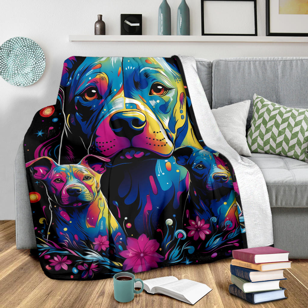 American Pit Bull Blanket, Trippy Psychedelics American Pit Bull Fleece Blanket, American Pit Bull Throw Blanket, American Pit Bull Gifts