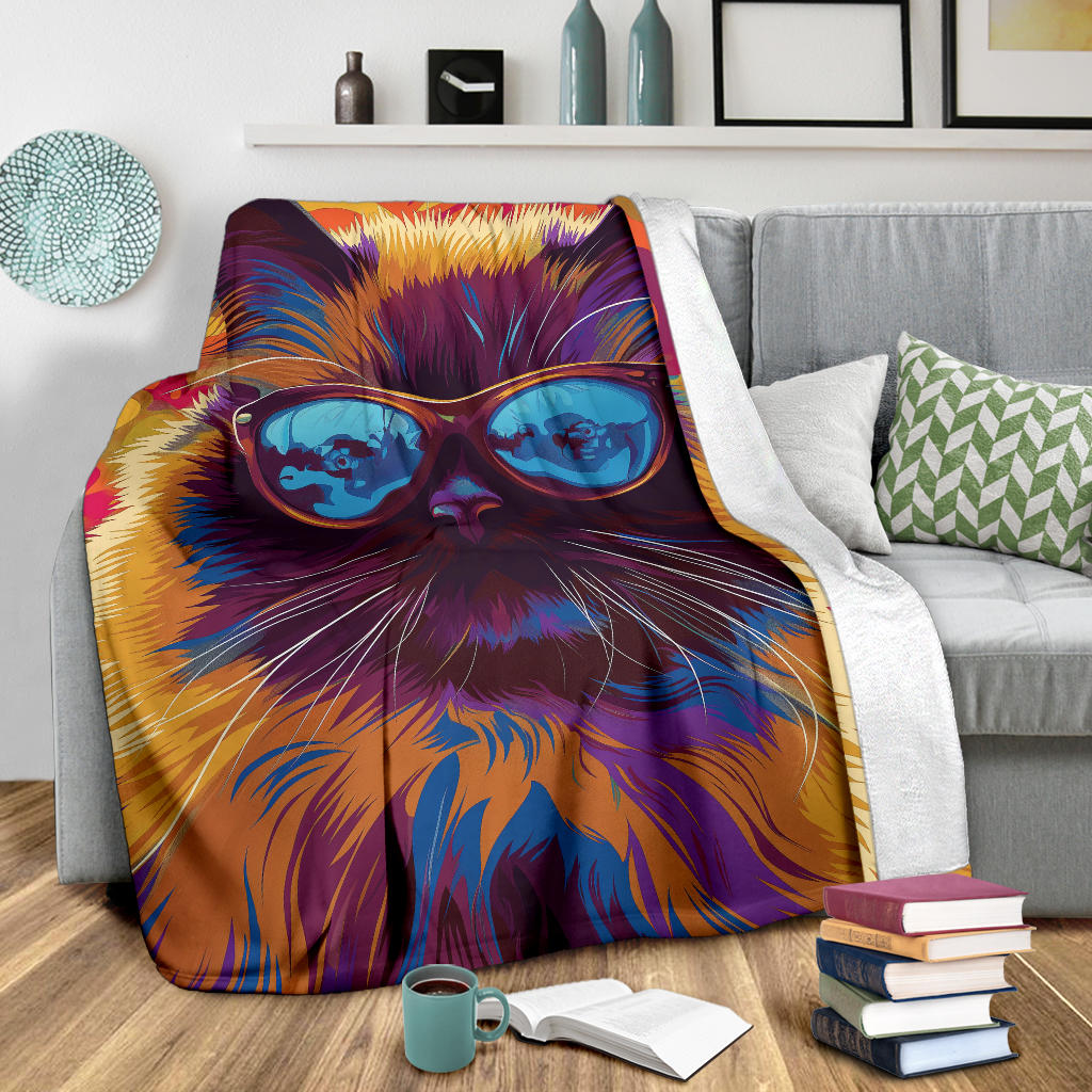 Himalayan cat Blanket, Trippy Psychedelics Himalayan cat Fleece Blanket, Himalayan cat Throw Blanket, Himalayan cat Gifts