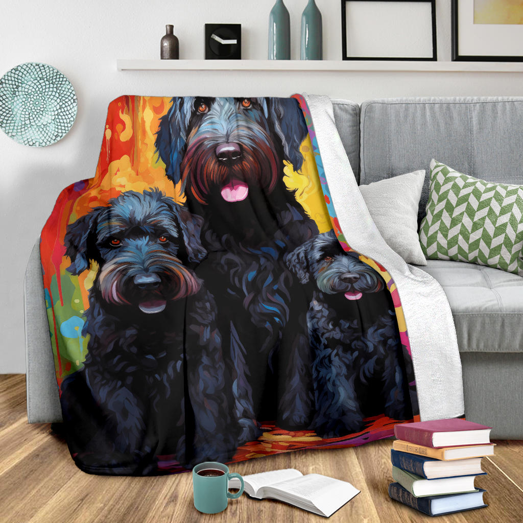 Black Russian Terrier Blanket, Trippy Psychedelics Black Russian Terrier Fleece Blanket, Black Russian Terrier Throw Blanket, Black Russian Terrier Gifts