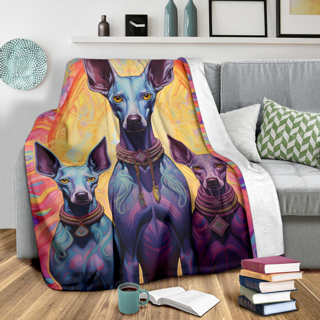 Xoloitzcuintli Blanket, Trippy Psychedelics Xoloitzcuintli Fleece Blanket, Xoloitzcuintli Throw Blanket, Xoloitzcuintli Gifts