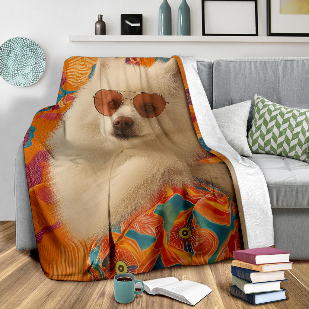 Japanese Spitz Blanket, Trippy Psychedelics Japanese Spitz Fleece Blanket, Japanese Spitz Throw Blanket, Japanese Spitz Gifts