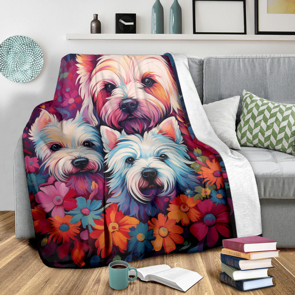 West Highland White Terrier Blanket, Trippy Psychedelics West Highland White Terrier Fleece Blanket, West Highland White Terrier Throw Blanket, West Highland White Terrier Gifts