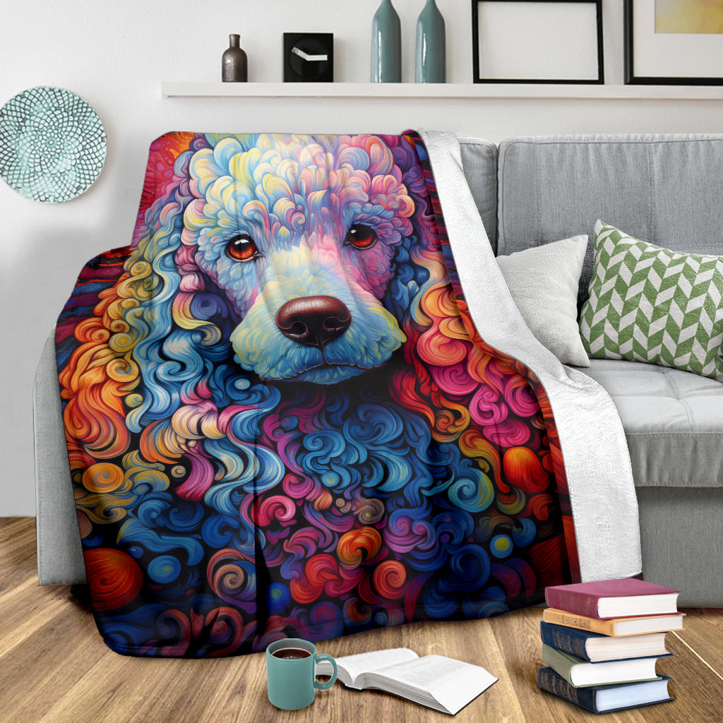 Trippy Psychedelics Poodle Blanket, Poodle Throw Blanket, Poodle Fleece Blanket, Poodle Gifts