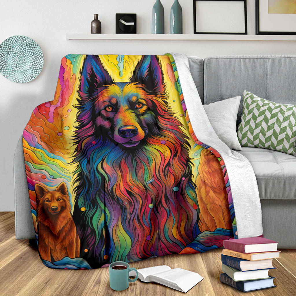 Belgian Tervuren Blanket, Trippy Psychedelics Belgian Tervuren Fleece Blanket, Belgian Tervuren Throw Blanket, Belgian Tervuren Gifts