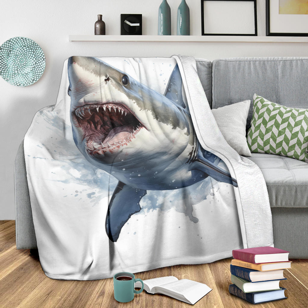 Great White Shark Blanket, Shark Throw Blanket, Shark Fleece Blanket, Shark Gifts, Custom Shark Blanket