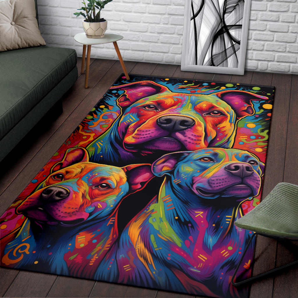 Staffordshire Bull Terrier Area Rug, Staffordshire Bull Terrier Trippy Rug, Staffordshire Bull Terrier Gifts, Staffordshire Bull Terrier Decor