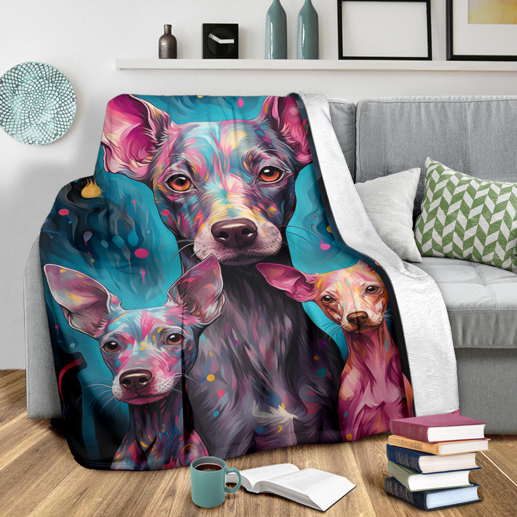 American Hairless Terrier Blanket, Trippy Psychedelics American Hairless Terrier Fleece Blanket, American Hairless Terrier Throw Blanket, American Hairless Terrier Gifts